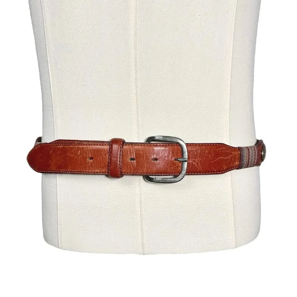 Silver Creek | Men | Vintage Banded Western Silver Medallion Leather Belt | 36
